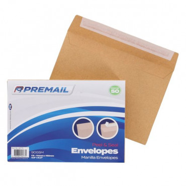 Pkt.50 C6 Peel and Seal Envelopes  Manilla