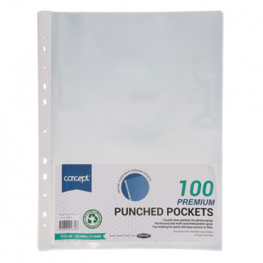 Punched Pockets A4  Pk 100 Pd