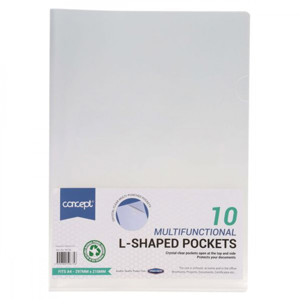 L-Shaped Folders A4 10Pk