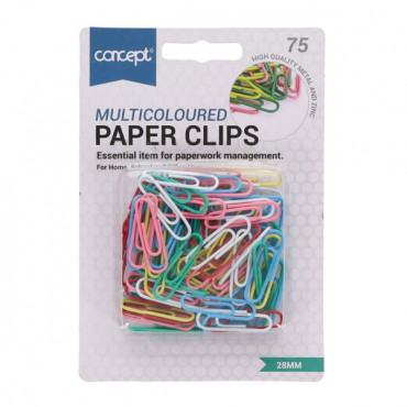 Paper Clips Coloured Pk75