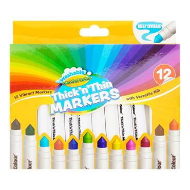 Set 12 Thick N Thin Markers With Versatile Nib