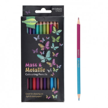 Double Sided Colouring Pencils Metallic Pk12