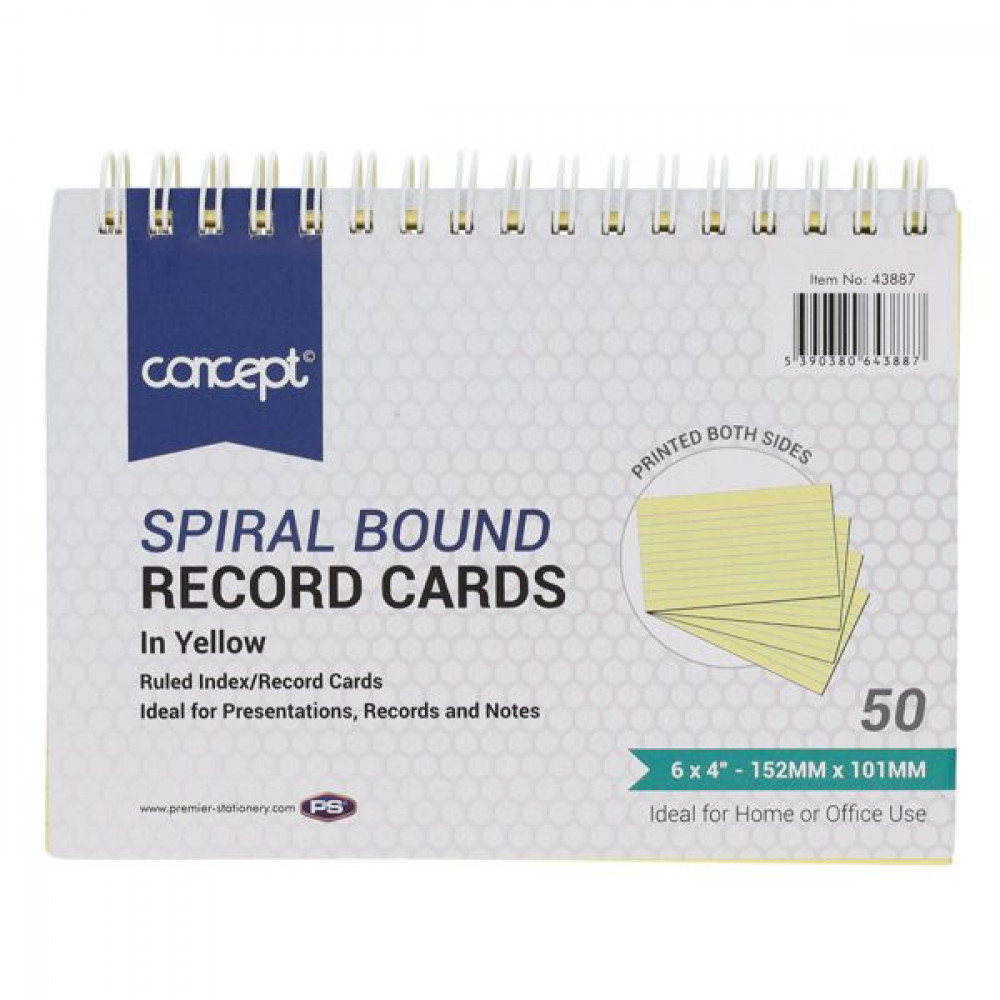 Spiral Bound Record Cards Yellow