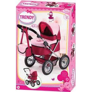 TRENDY DOLLS PRAM  RED & PINK