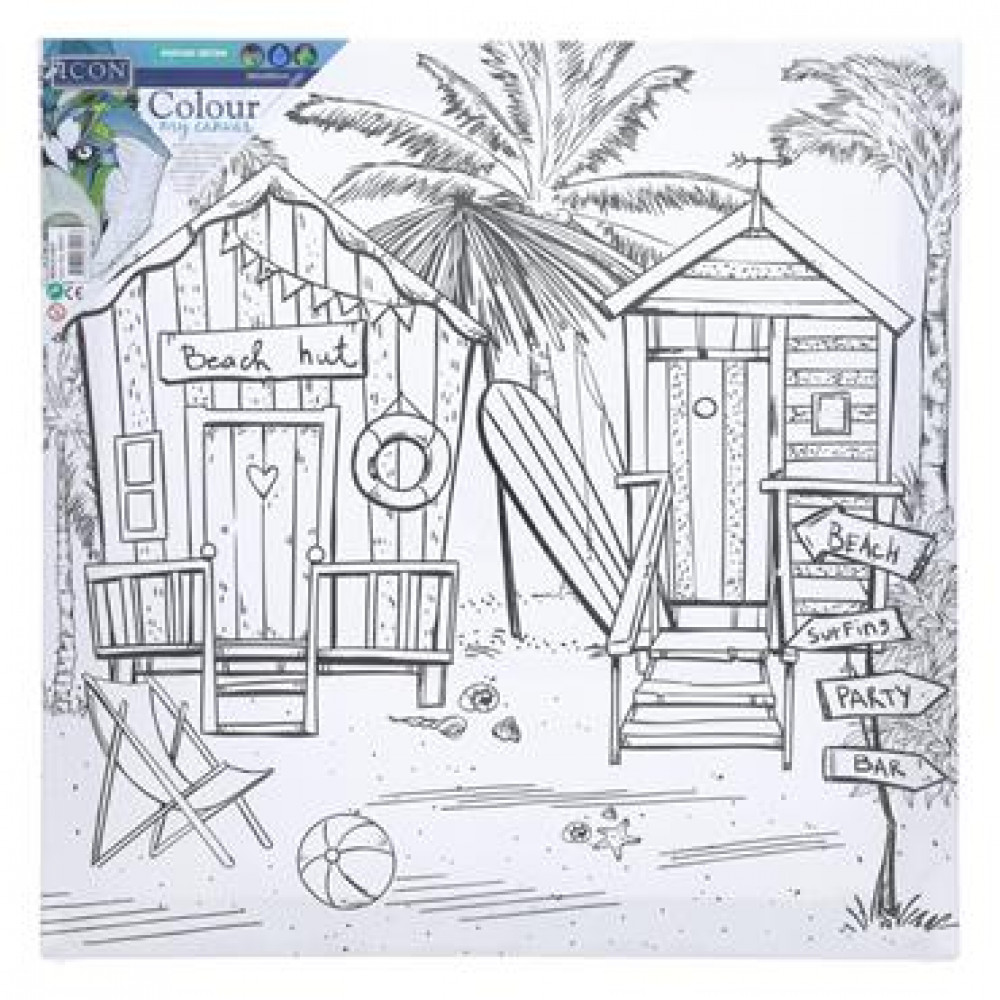 Icon 300x300mm Colour My Canvas -beach Hut