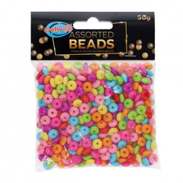 Round Rainbow Beads 50g assorted