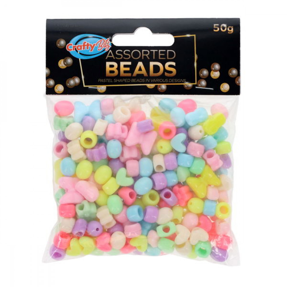 Pastel Shaped Beads 50g Assorted