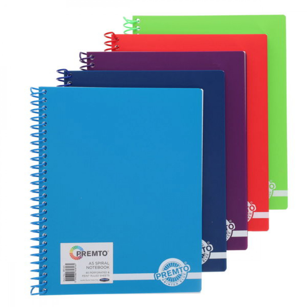 A5 160pg PP Spiral Notebook ASSORTED