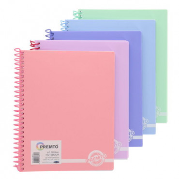 A5 160pg PP Spiral Notebook Pastel assorted