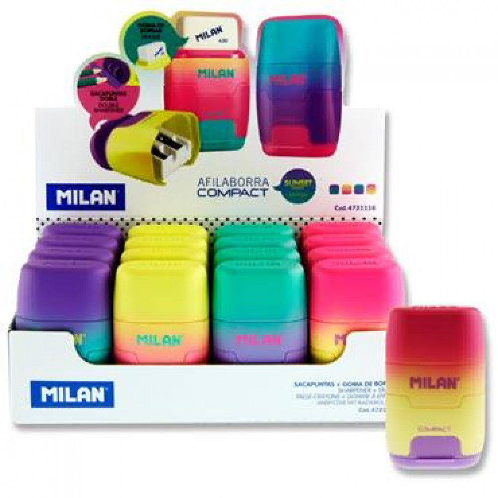 Twin Hole Sharpener & Eraser Sunset 4 Asst Cdu