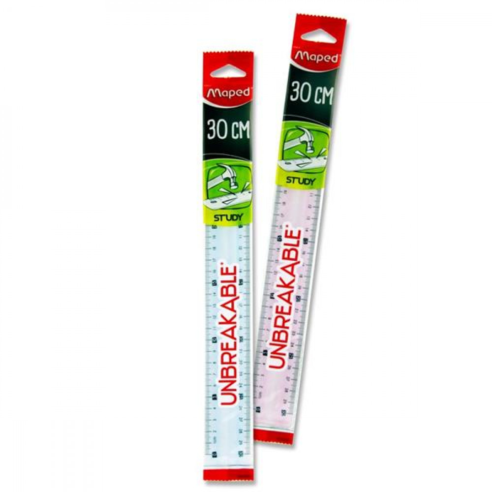 30Cm Unbreakable Ruler 2 Assorted