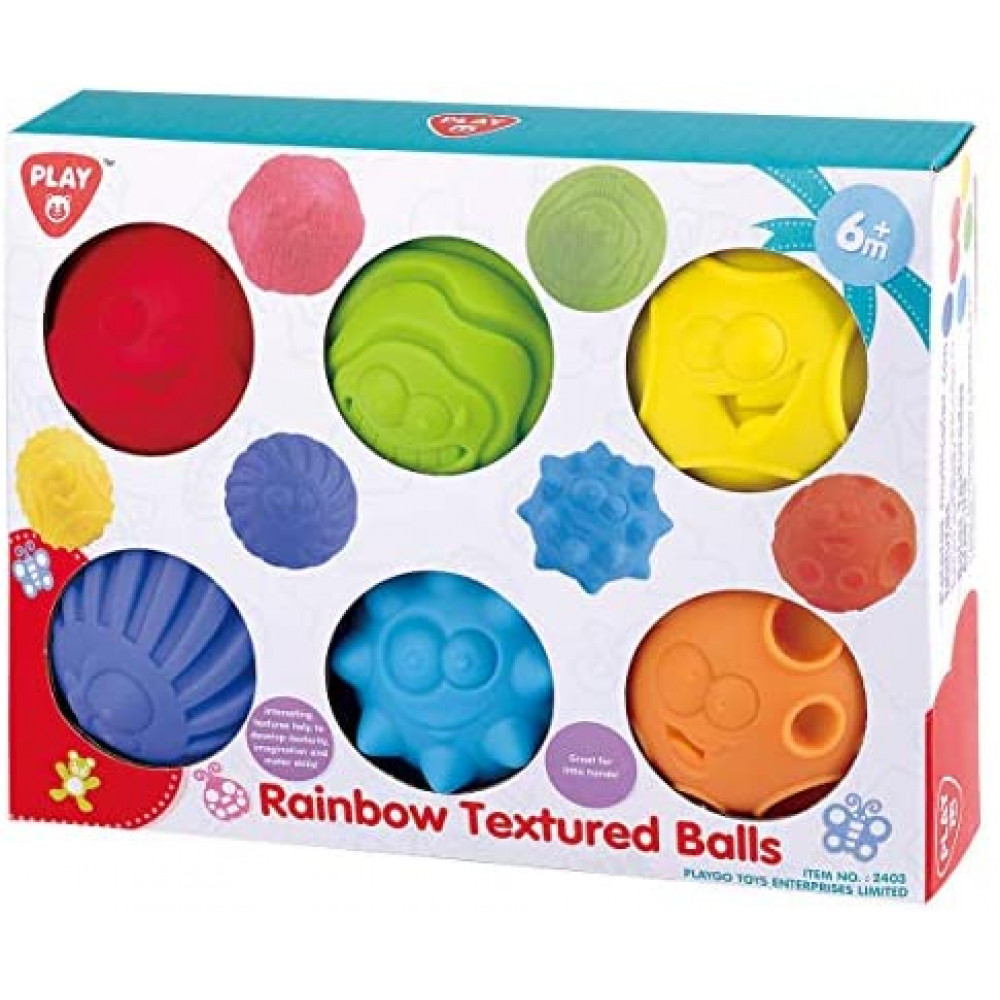 RAINBOW TEXTURED BALLS - 6 PCS