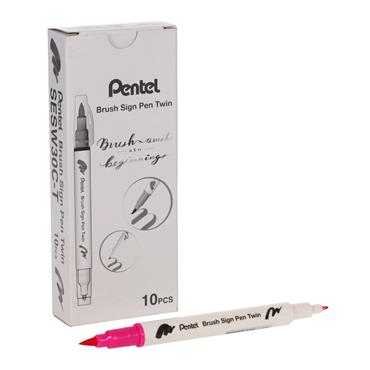 PENTEL BRUSH SIGN PEN TWIN TIP PINK