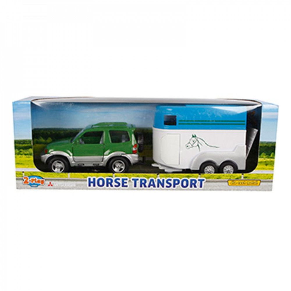 2-PLAY DIE CAST COUNTRY CAR W/HORSE BOX & 2 HORSES