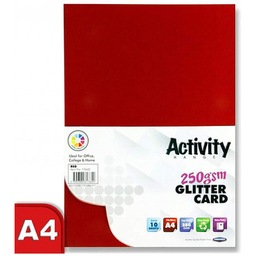 GLITTER CARD A4 RED 10 SHEETS