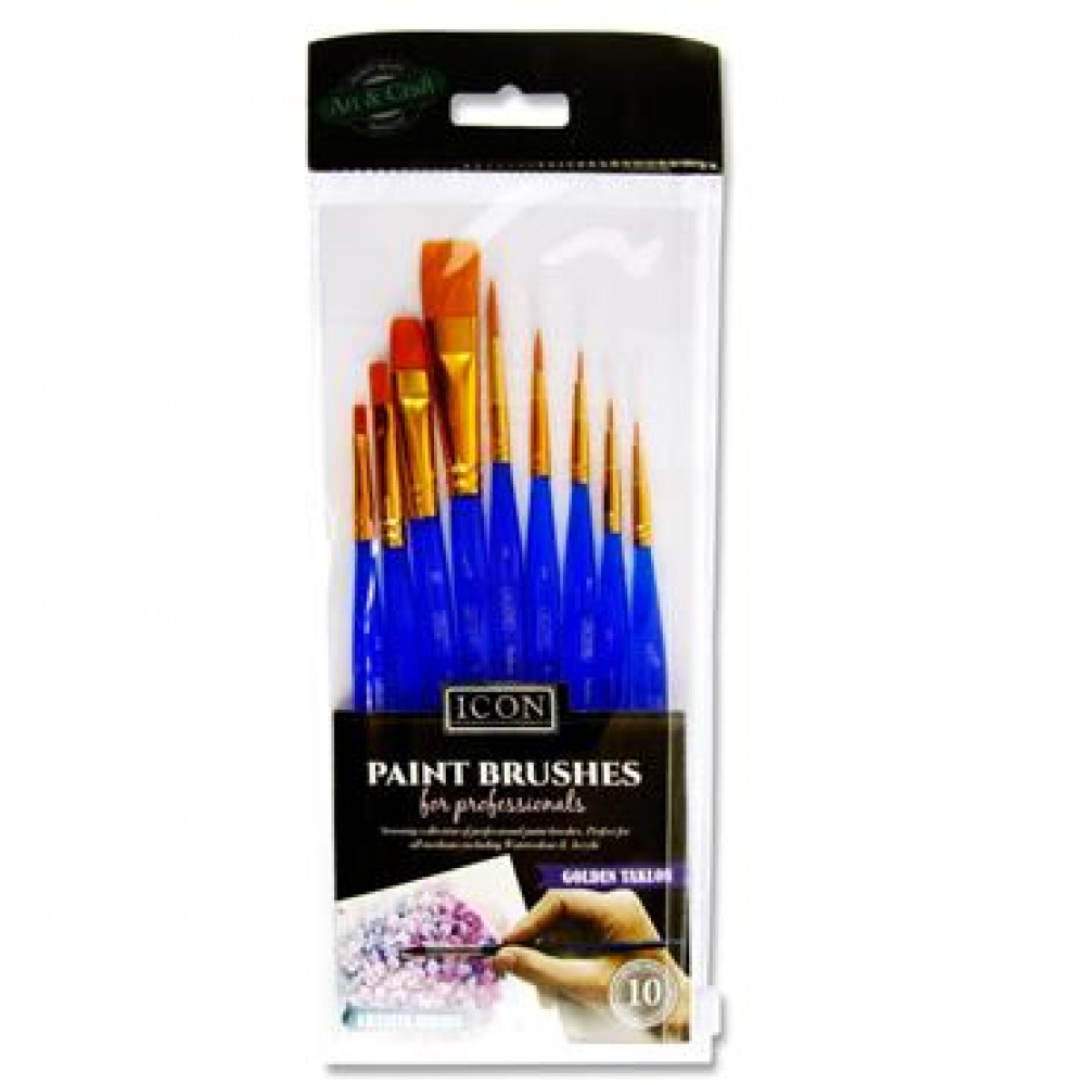 Icon 10pce Brush Set Golden Taklon