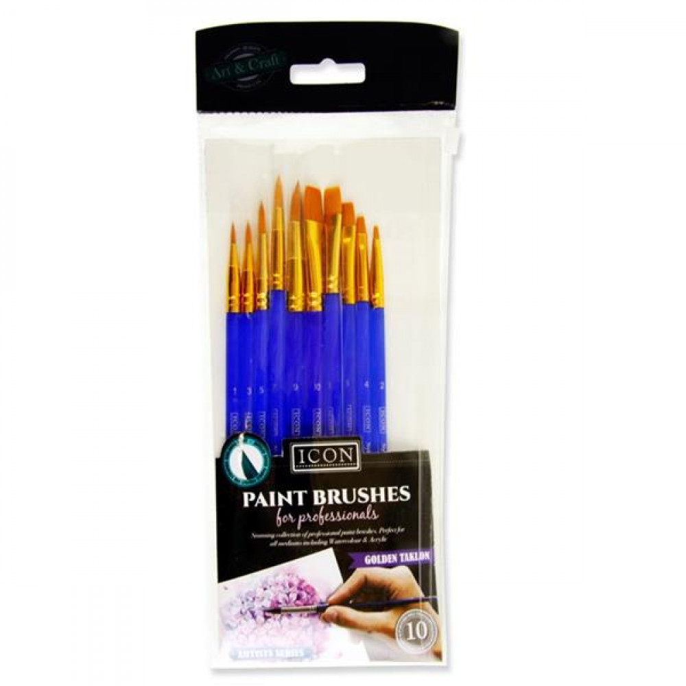 Gold Taklon Paintbrush Set Pk10