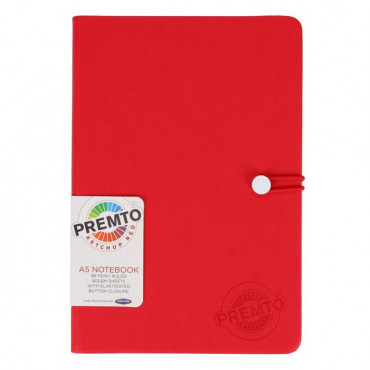 A5 192pg Hardcover Pu Notebook W/ Elastic red