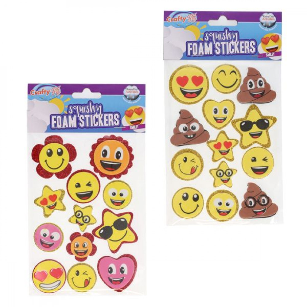 Squishy Smiley Foam Stickers - assorted