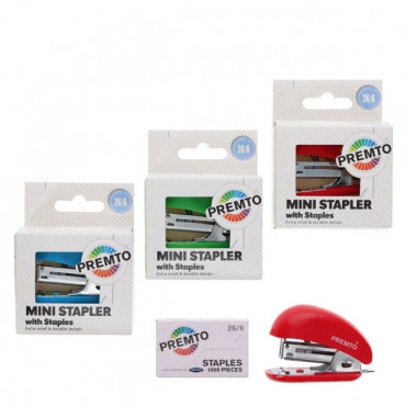 Mini Stapler and 1000 Staples assorted