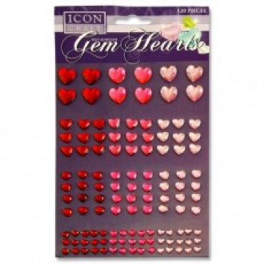 Gem Hearts 120pk On Card Self Ashesive