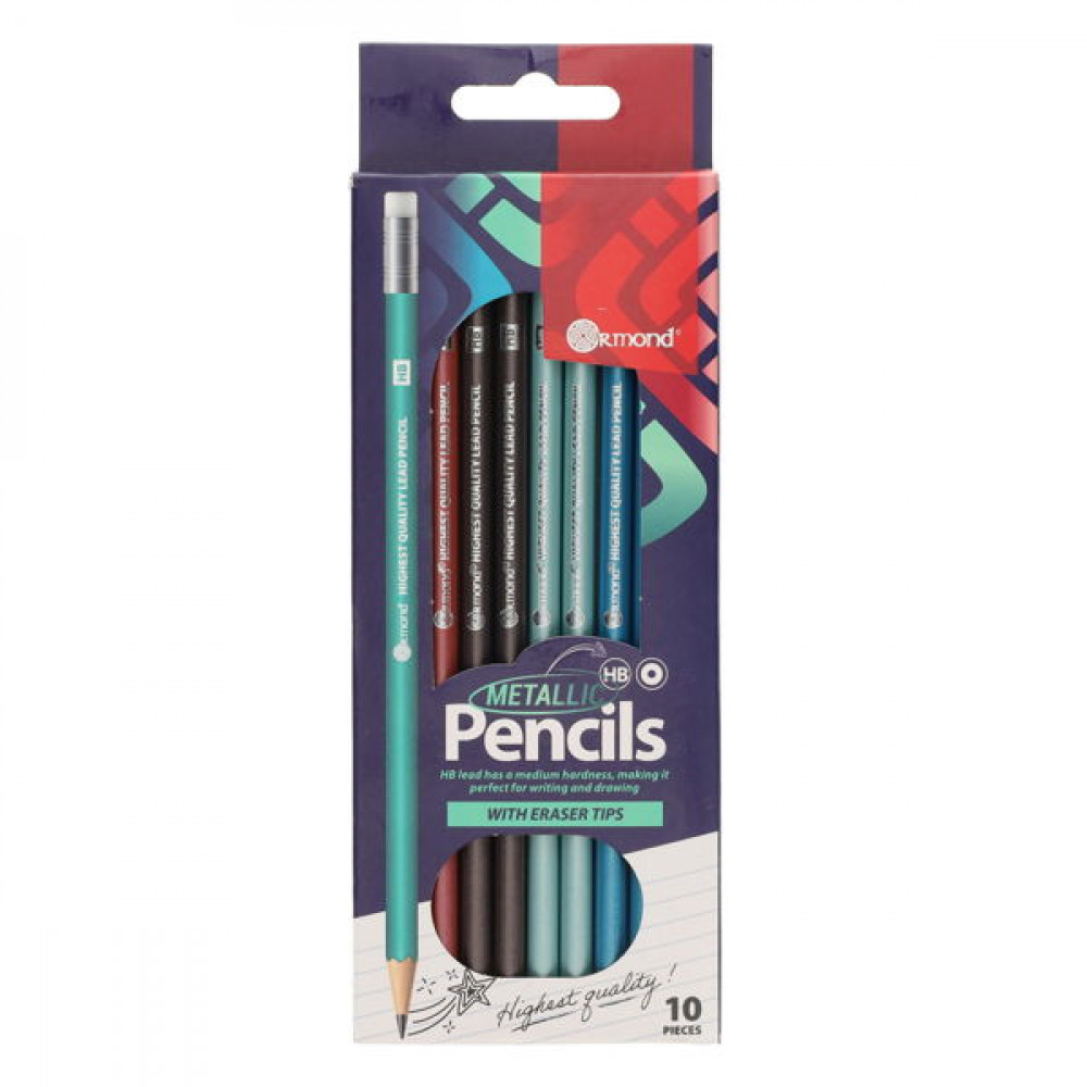 HB Rubber Tipped Pencils Metallic PKT 10