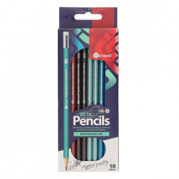 HB Rubber Tipped Pencils Metallic PKT 10