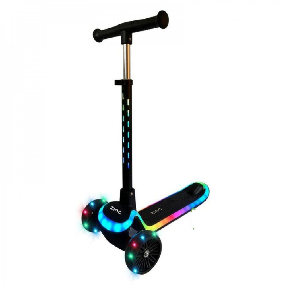 Zinc 3 Wheeled Folding LED Senshine Scooter black