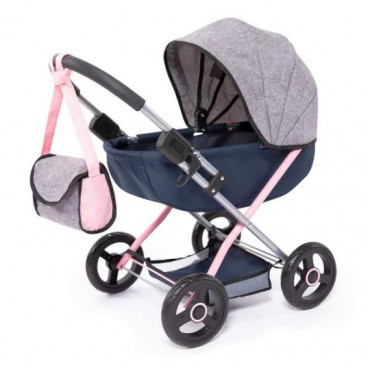 Cosy Doll Pram Navy and Grey